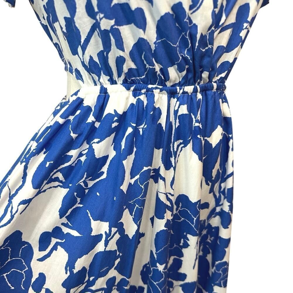 NWT Aakaa Anthropologie Small Side Cutout Blue White Maxi Artsy Festive Dress - Picture 11 of 16